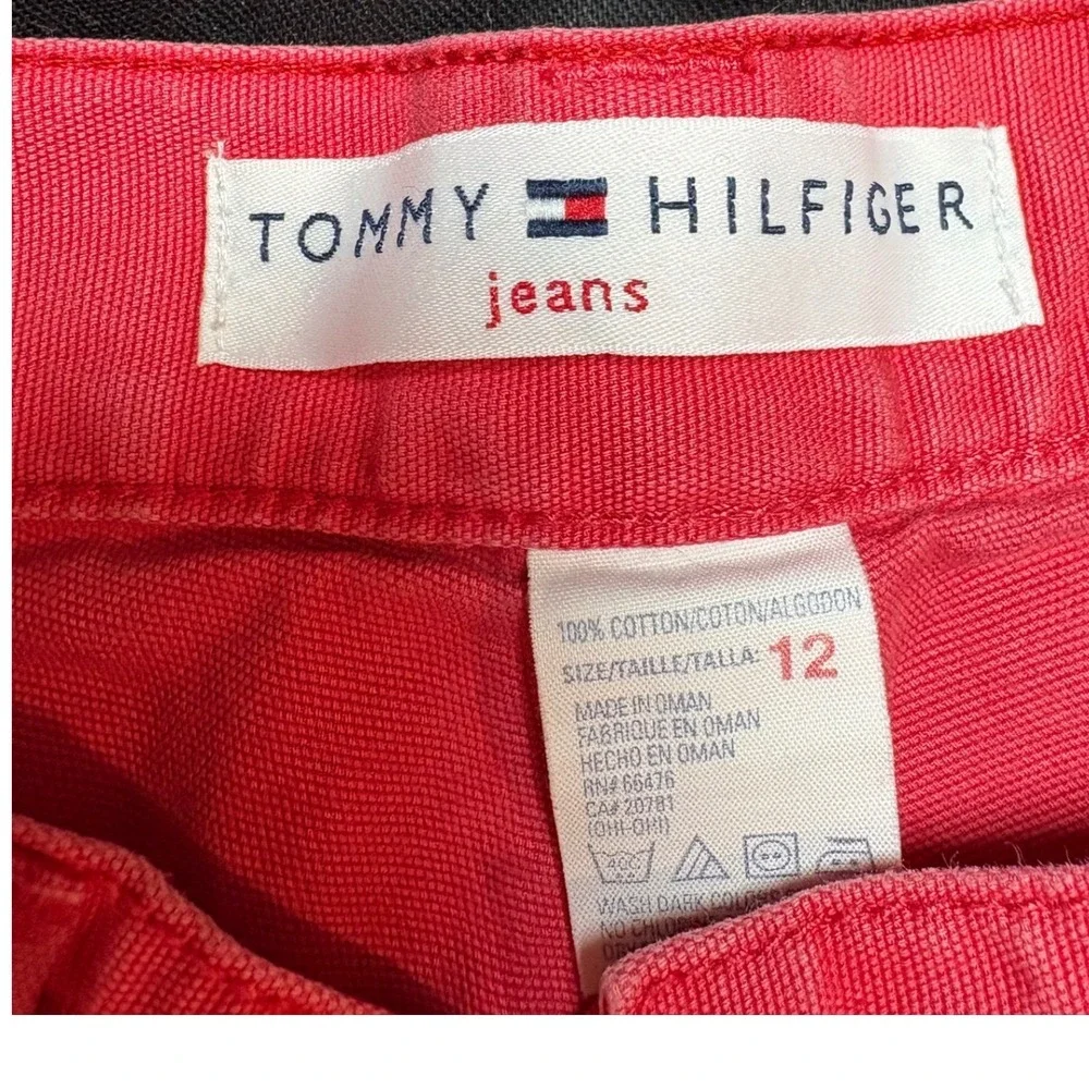 Tommy Hilfiger Jeans Womens Red High Waisted Denim y2k Shorts Size 12